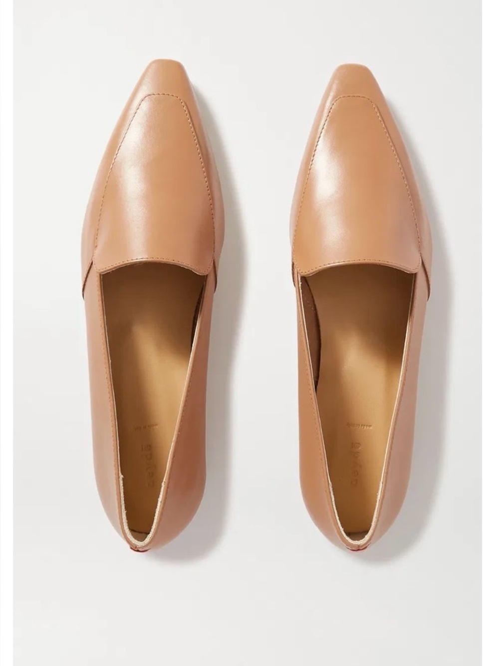 Aeyde Leather Pointed Slip-On Loafers in Nude/camel
